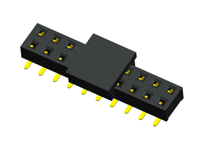 Echada femenina de la fila 2.0m m del doble del conector del jefe del Pin del negro 20 con el CASQUILLO