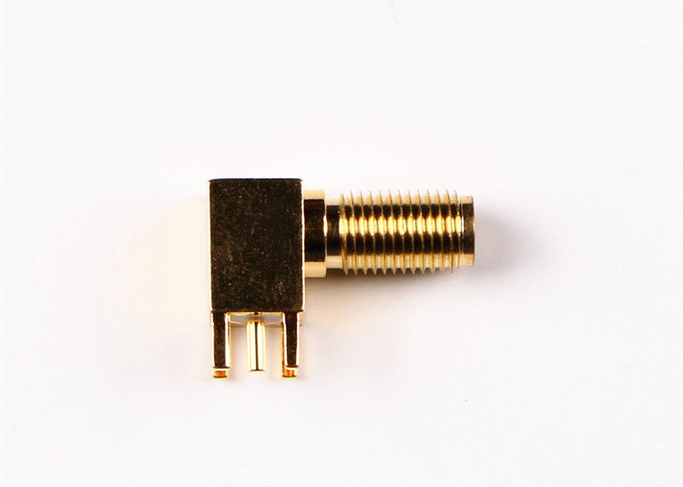 Peso ligero de ángulo recto del conector coaxial del RF de la soldadura del enchufe masculino del conector de SMA