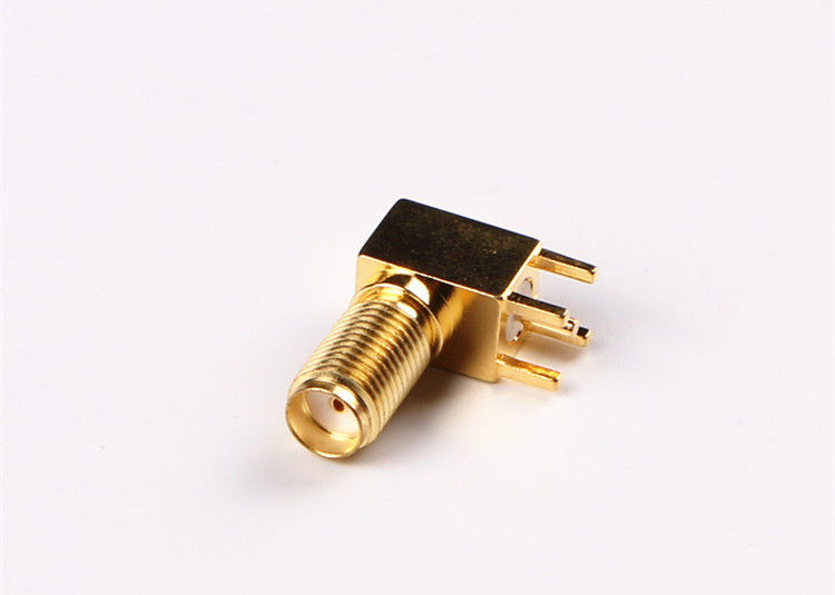 Peso ligero de ángulo recto del conector coaxial del RF de la soldadura del enchufe masculino del conector de SMA