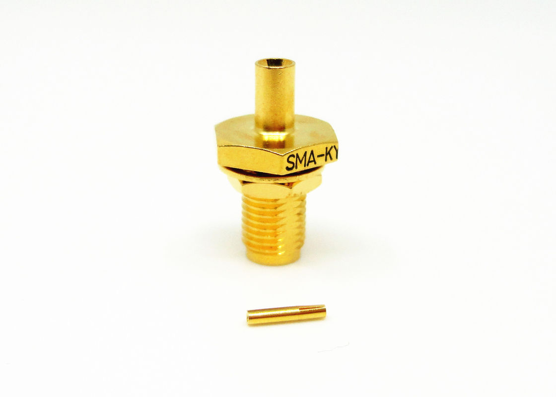 Alto oro femenino confiable del conector de cable del RF SMA del tabique hermético plateado para el cable 086