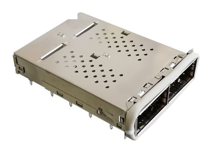 Ethernet agrupada 40G del puerto 1x2 del conector 2 de la jaula de QSFP14 SFP se aplicó con la junta de la EMI