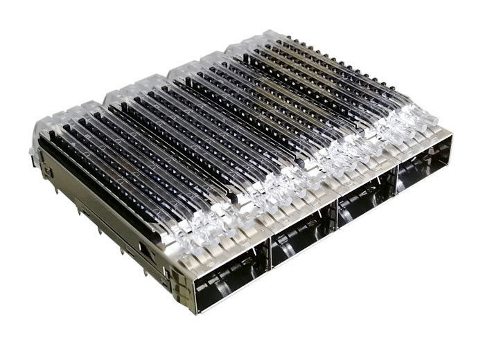Los puertos agrupados ISO 9001 ISO 14001 del conector cuatro de la jaula de la aleación de cobre Qsfp28 SFP aprueban