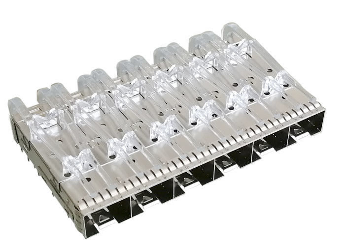 Puerto múltiple del conector 1x6 de la jaula de SFP del zócalo de SFP del ajuste de prensa con la primavera del finger de la EMI