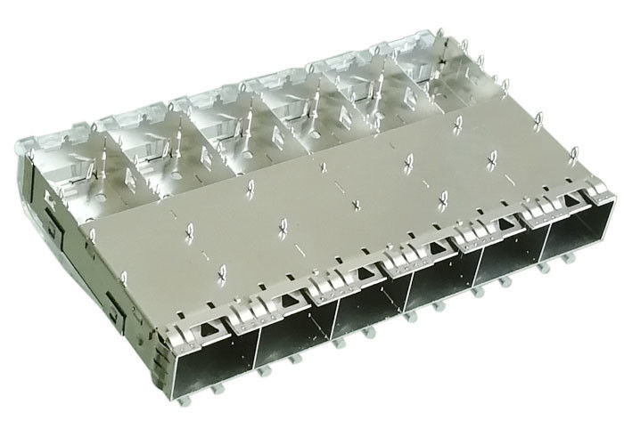 Puerto múltiple del conector 1x6 de la jaula de SFP del zócalo de SFP del ajuste de prensa con la primavera del finger de la EMI
